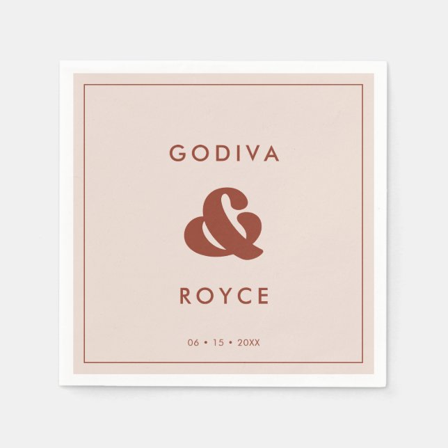 Stylish retro Peach Pink Wedding Napkin (Front)