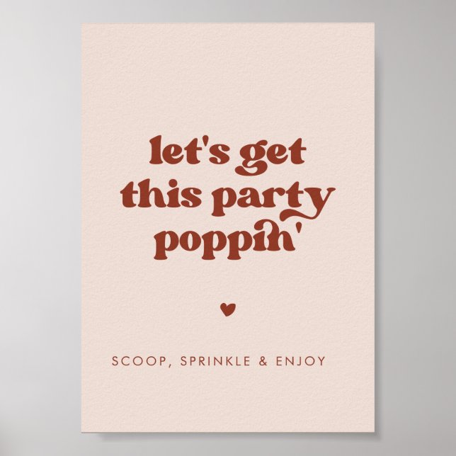 Stylish retro Pink Let's get this party poppin Poster (Front)