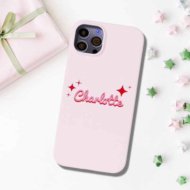 Stylish Retro Script Monogram Pink Case-Mate iPhone Case (Creator Uploaded)