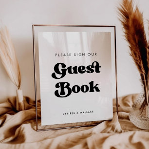 Stylish retro Sign our guest book wedding sign
