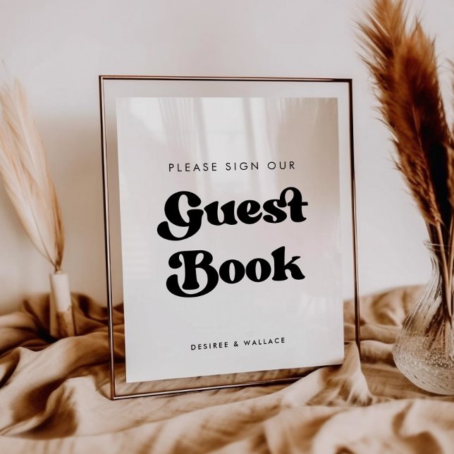 Stylish retro Sign our guest book wedding sign (Creator Uploaded)