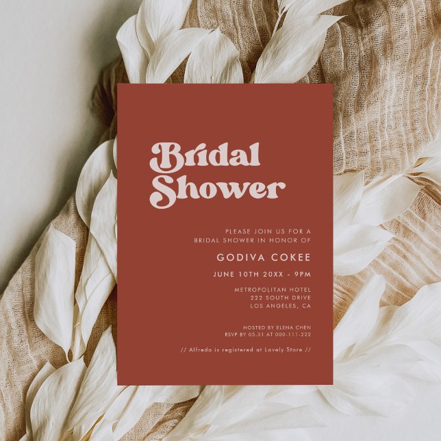 Stylish retro terracotta Bridal shower Invitation (Creator Uploaded)