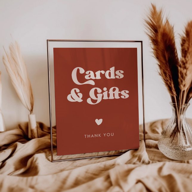 Stylish retro Terracotta Cards & Gifts sign (Creator Uploaded)