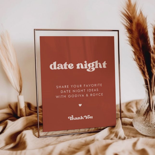 Stylish retro Terracotta Date night ideas sign (Creator Uploaded)