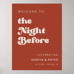 Stylish retro Terracotta Night before Welcome Poster