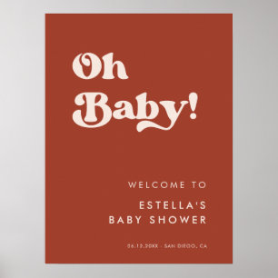 Stylish retro Terracotta Oh Baby Poster