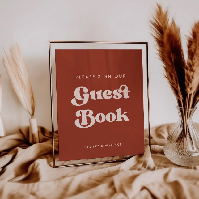 Stylish retro Terracotta Sign our guest book sign (Creator Uploaded)