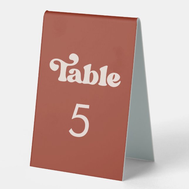 Stylish retro terracotta Table number (Front)
