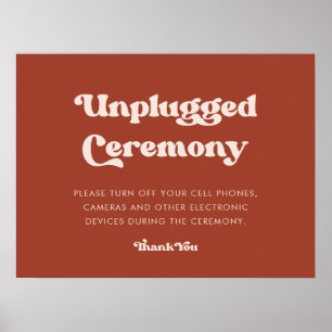Stylish retro Terracotta Unplugged ceremony Poster