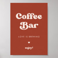 Stylish retro Terracotta Wedding Coffee Bar sign