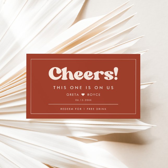 Stylish retro Terracotta Wedding Drink ticket (Creator Uploaded)