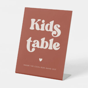 Stylish retro Terracotta Wedding Kids table Pedestal Sign