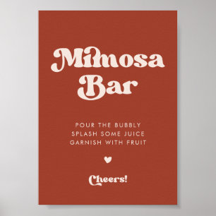 Stylish retro Terracotta Wedding Mimosa bar sign