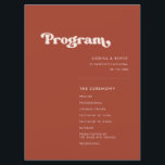 Stylish retro terracotta wedding program<br><div class="desc">A retro chic theme: adopt this slightly vintage and stylish typographic design for your wedding stationery,  with a burnt orange,  terracotta,  brown sugar & peach pink colour theme. Fully customisable text,  colours and backgrounds.</div>