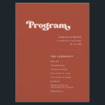 Stylish retro terracotta wedding program<br><div class="desc">A retro chic theme: adopt this slightly vintage and stylish typographic design for your wedding stationery,  with a burnt orange,  terracotta,  brown sugar & peach pink colour theme. Fully customisable text,  colours and backgrounds.</div>