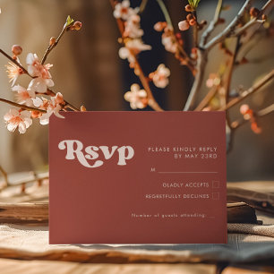 Stylish retro terracotta wedding RSVP card