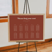 Stylish retro Terracotta Wedding seating chart