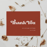 Stylish retro terracotta wedding thank you card<br><div class="desc">A retro chic theme: adopt this slightly vintage and stylish typographic design for your wedding stationery,  with a burnt orange,  terracotta,  brown sugar & peach pink colour theme. Fully customisable text,  colours and backgrounds.</div>