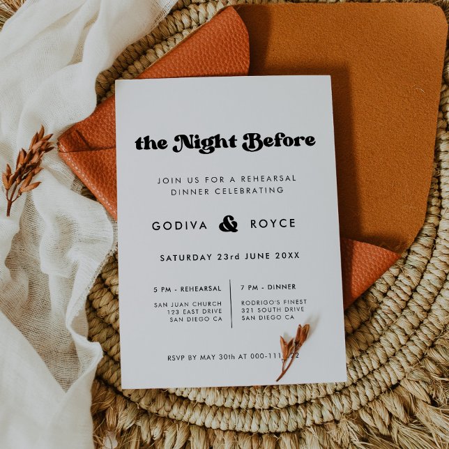 Stylish retro The night before wedding rehearsal Invitation (Creator Uploaded)
