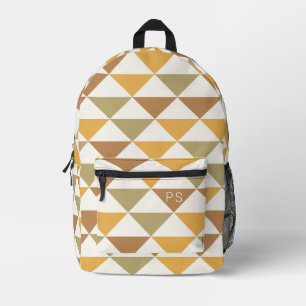 Stylish Retro Trendy Mustard Monogram Initials Printed Backpack