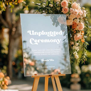 Stylish retro Unplugged ceremony wedding Clear Acrylic Sign