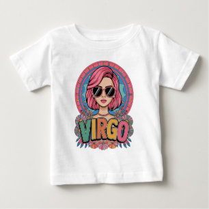 Stylish Retro Virgo Woman Zodiac Sign Colourful Baby T-Shirt