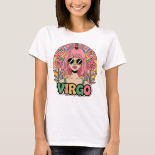Stylish Retro Virgo Woman Zodiac Sign Colourful T-Shirt