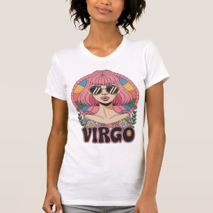 Stylish Retro Virgo Woman Zodiac Sign Colourful T-Shirt