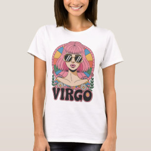 Stylish Retro Virgo Woman Zodiac Sign Colourful T-Shirt