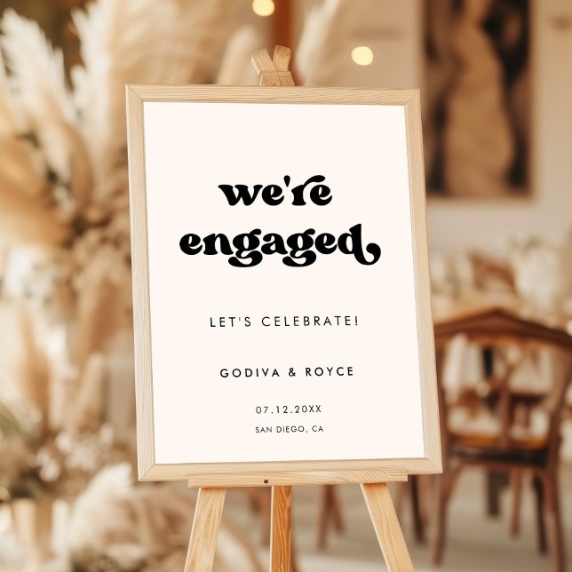 Stylish retro We are engaged Engagement party Poster (Creator Uploaded)