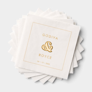 Stylish Retro Wedding Gold Foil Napkins