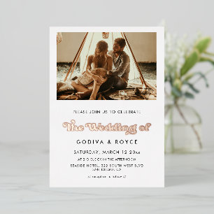 Stylish retro wedding photo rose gold