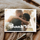 Stylish retro wedding Thank you photo Postcard<br><div class="desc">Express your gratitude and thank your guests for their presence and beautiful gifts with this customisable photo card with a modern style. Just add your favourite wedding picture,  change the colours and write your own thank you message.</div>