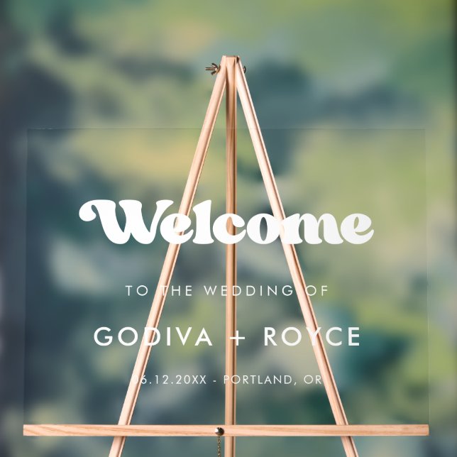 Stylish retro Welcome to our wedding Clear Acrylic Sign (Neutral)