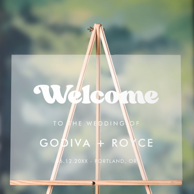 Stylish retro Welcome to our wedding Frosted Acrylic Sign (Neutral)