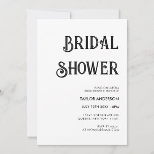 Stylish retro white & black Bridal shower Invitation