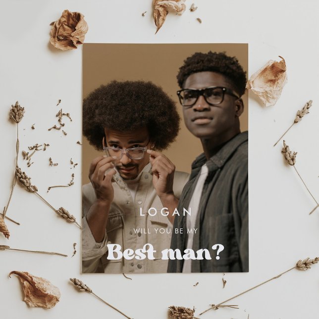 Stylish retro Will you be my Best man photo Invitation (Creator Uploaded)