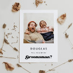 Stylish retro Will you be my groomsman photo card<br><div class="desc">A retro chic theme: adopt this slightly vintage and stylish typographic design for your wedding stationery,  with a classic black and white theme. Customisable text colours and backgrounds.</div>