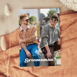Stylish retro Will you be my groomsman photo Invitation