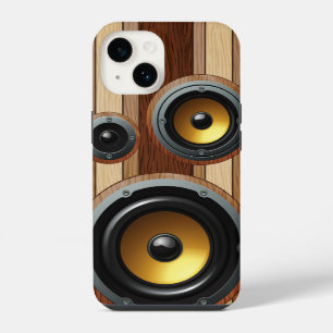Stylish retro wood grain speakers iPhone case
