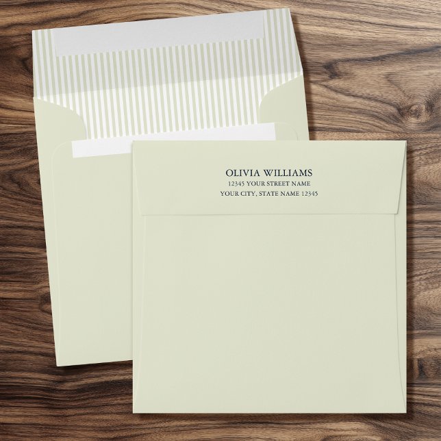 Stylish Return Address Elegant Striped Green Envelope (Creator Uploaded)