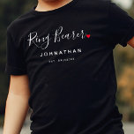 Stylish Ring Bearer Wedding T-Shirt<br><div class="desc">The perfect gift for any ring bearer,  the fun and modern design features a stylish typography script "Ring Bearer" with cute little red love heart full stops. The design is easy to personalise with a name and established wedding date and will be the perfect keepsake from your special day.</div>
