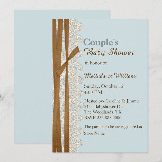 Stylish Robins Egg Blue Baby Shower Invitation (Front/Back)