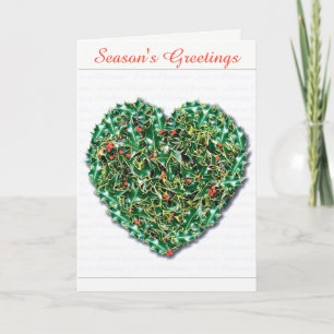 Stylish romantic Holly Heart christmas card