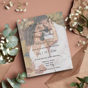 stylish romantic script wedding photo Invitation