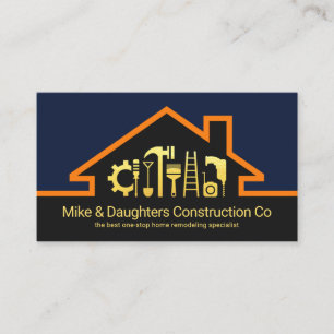 Stylish Rooftop Gold Handyman Tools Business Card
