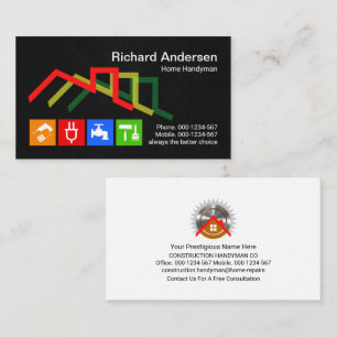 Stylish Rooftop Handyman Icons Business Card