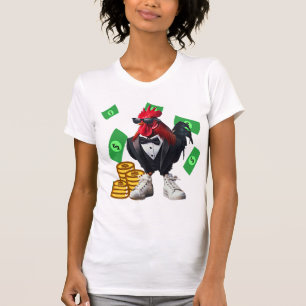 Stylish Rooster with Money and Sunglasses T-Shirt