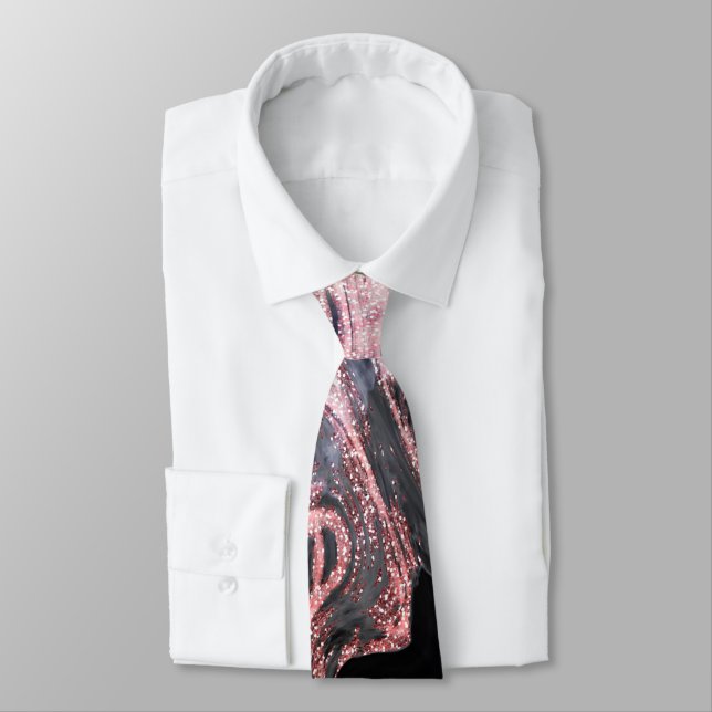 Stylish rose gold abstract marbleised design tie (Tied)