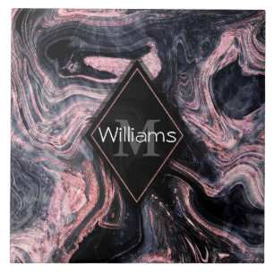 Stylish rose gold abstract marbleised design tile